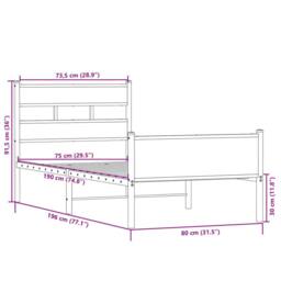 Berkfield Home Bed Frame Frame Sonoma Oak 75x190 cm Small Single Wood in Brown - thumbnail 9