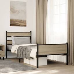Berkfield Home Bed Frame Frame Sonoma Oak 75x190 cm Small Single Wood in Brown - thumbnail 2
