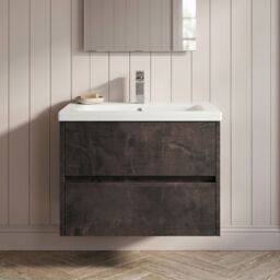 Balterley Square Wall Hung 2 Drawer Vanity Unit & Basin 500mm Metallic Slate in Grey - thumbnail 7