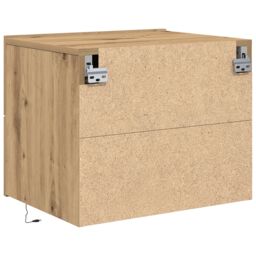 Berkfield Home Bedside Cabinet with LED Wall-Mounted Artisan Oak 50x39x41 cm in Brown - Size: 50 x 39 x 41 cm - thumbnail 8