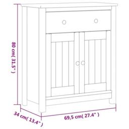 Berkfield Home Bathroom Cabinet BERG White 69.5x34x80 cm Solid Wood Pine - thumbnail 8