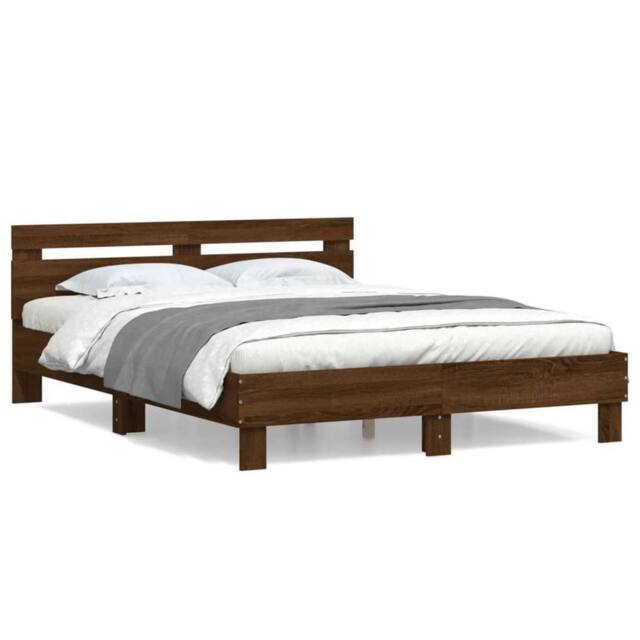 Berkfield Home Bed Frame without Mattress Brown Oak 140x190 cm - image 1