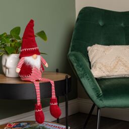 Samuel Alexander 50cm Red & White Stripe Sitting Christmas Gonk Decoration with Dangly Legs - thumbnail 2