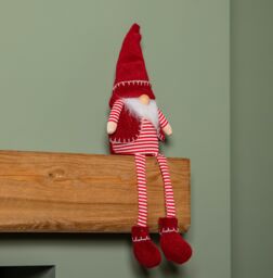 Samuel Alexander 50cm Red & White Stripe Sitting Christmas Gonk Decoration with Dangly Legs - thumbnail 3