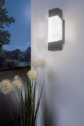 Eglo Gorzano Anthracite Metal & Plastic IP44 Integrated LED Outdoor Wall Light in Dark Grey - thumbnail 2