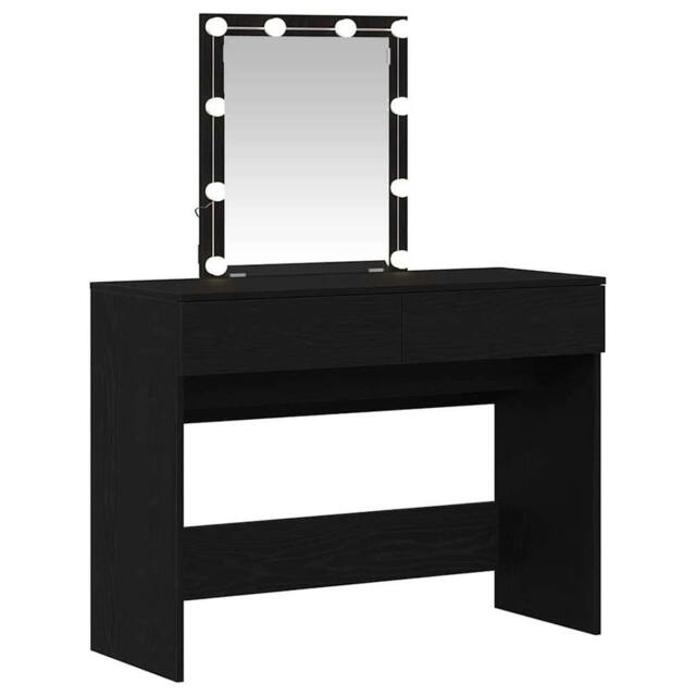 Berkfield Home Dressing Table with Mirror&LED Lights Black Oak Engineered Wood - image 1