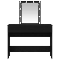Berkfield Home Dressing Table with Mirror&LED Lights Black Oak Engineered Wood - thumbnail 6