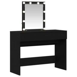 Berkfield Home Dressing Table with Mirror&LED Lights Black Oak Engineered Wood - thumbnail 1