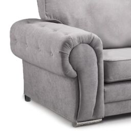 Furnishings For Less UK Milan Grey Fabric Single Seater Armchair Fabric Full Back Chesterfield Style - thumbnail 2