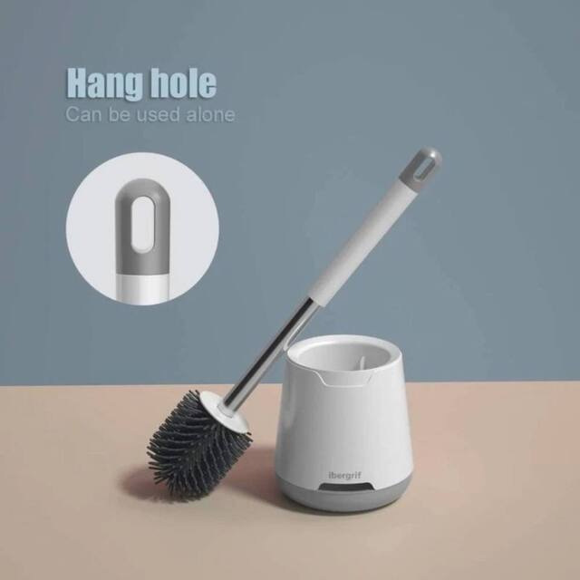 Havendro Silicone Toilet Brush Holder Set Deep Cleaning Bath in Grey - image 1