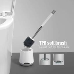 Havendro Silicone Toilet Brush Holder Set Deep Cleaning Bath in Grey - thumbnail 5