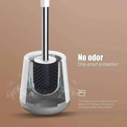 Havendro Silicone Toilet Brush Holder Set Deep Cleaning Bath in Grey - thumbnail 3
