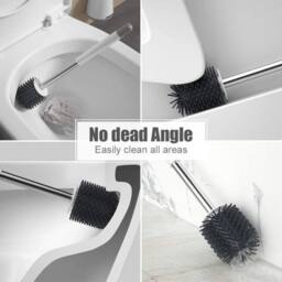 Havendro Silicone Toilet Brush Holder Set Deep Cleaning Bath in Grey - thumbnail 4