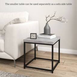 HOMCOM Coffee Table Set of 2, Nest of Tables with 3.5cm Thick Tabletop, Grey - Size: 45 cm - thumbnail 5