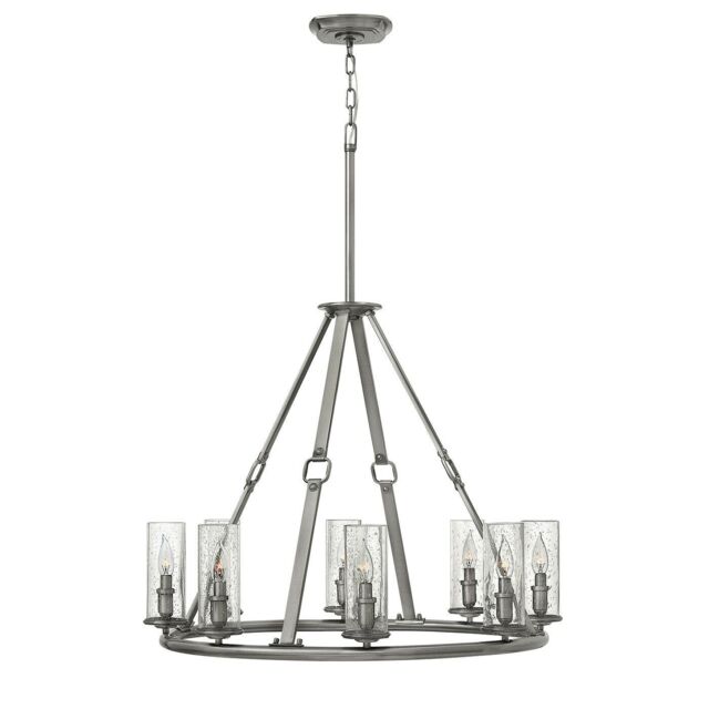 Loops 8 Bulb Chandelier LIght Polished Antique Nickel LED E14 60W in Metallics