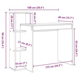 Berkfield Home Writing Desk Sonoma Oak Particle board Medium in Brown - thumbnail 9