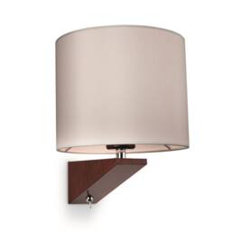 Netlighting Alpine Indoor Wall Light Walnut Cream Shade E27 in Beige - thumbnail 1