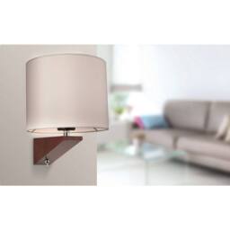 Netlighting Alpine Indoor Wall Light Walnut Cream Shade E27 in Beige - thumbnail 2