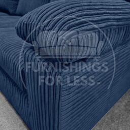 Furnishings For Less UK Delta Large Long Narrow 5 Seater Corner Sofa Right Hand Facing Jumbo Cord L Shape in Blue - thumbnail 2
