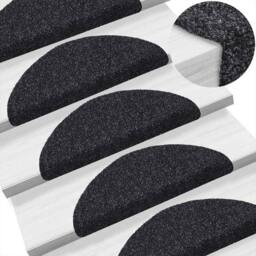 Berkfield Home Self-adhesive Stair Mats 10 pcs Black 56x17x3 cm Needle Punch - Size: Medium - thumbnail 6
