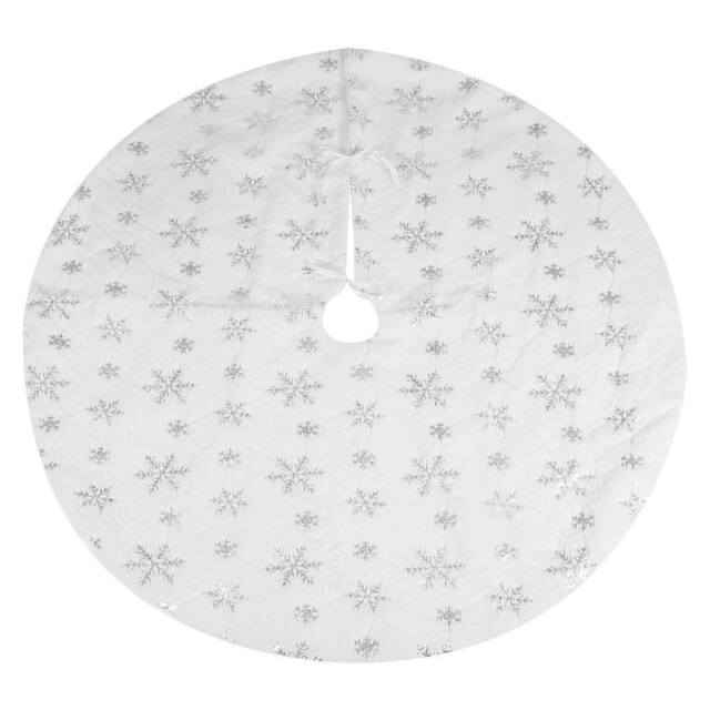 VFM e-Store Christmas Tree Skirt Decoration 110cm x 110cm Silver X 1 - Size: 110 cm x 110 cm - image 1
