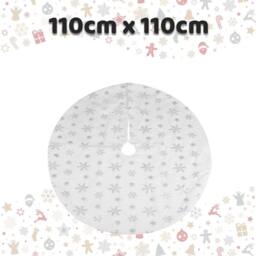 VFM e-Store Christmas Tree Skirt Decoration 110cm x 110cm Silver X 1 - Size: 110 cm x 110 cm - thumbnail 2