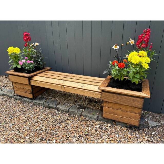 Charles Taylor Knights Double Planter Bench Flat Packed - L47.5 x W135 x H40 cm in Brown - image 1