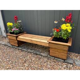 Charles Taylor Knights Double Planter Bench Flat Packed - L47.5 x W135 x H40 cm in Brown - thumbnail 2