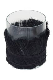 Orsina Coastal Styled Medium Candle Holder, Modern Candle Holder, Round Glass Candle Holder in Black - thumbnail 2