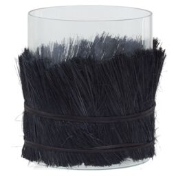 Orsina Coastal Styled Medium Candle Holder, Modern Candle Holder, Round Glass Candle Holder in Black - thumbnail 6