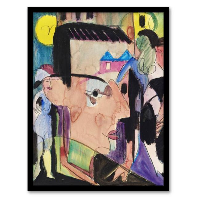 "Artery8 Abstract Self Portrait Ernst Ludwig Kirchner Framed Wall Art Print - Size: W12"" x H16""" - image 1