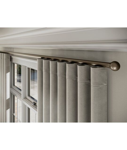 New Edge Blinds 28mm Styleline Gliding Curtain Pole Set with Ball End - Taupe - Size: 125 cm - image 1