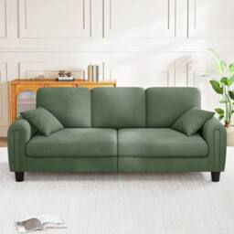 Dprodo Waffle Fabric Upholstered 3 Seater Sofa in Green - Size: 2 Pack - thumbnail 9