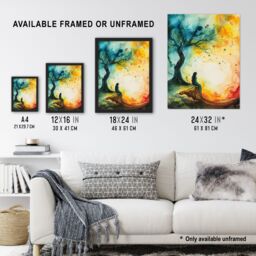 "Artery8 Magician Forest Misty Rainbow Sunrise Concept Art Framed Art Print - Size: W12"" x H16""" - thumbnail 3