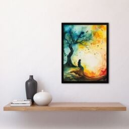 "Artery8 Magician Forest Misty Rainbow Sunrise Concept Art Framed Art Print - Size: W12"" x H16""" - thumbnail 4