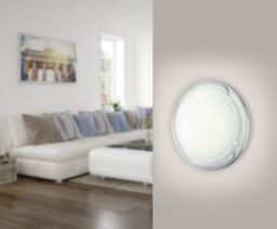 Loops Wall Flush Ceiling Light Chrome Shade White Clear Glass Painted Bulb E27 1x60W - thumbnail 3