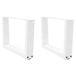 Berkfield Home Dining Table Legs V-Shape 2 pcs White 50x(30-31.3) cm Steel - thumbnail 1