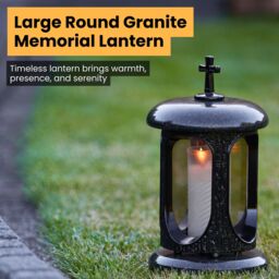 Novecrafto Round Granite Memorial Lantern Grave Ornaments for Garden or Cemetery in Black - thumbnail 8
