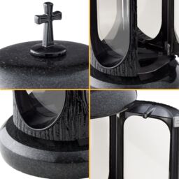 Novecrafto Round Granite Memorial Lantern Grave Ornaments for Garden or Cemetery in Black - thumbnail 9