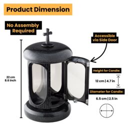 Novecrafto Round Granite Memorial Lantern Grave Ornaments for Garden or Cemetery in Black - thumbnail 3