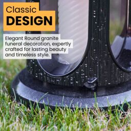 Novecrafto Round Granite Memorial Lantern Grave Ornaments for Garden or Cemetery in Black - thumbnail 4