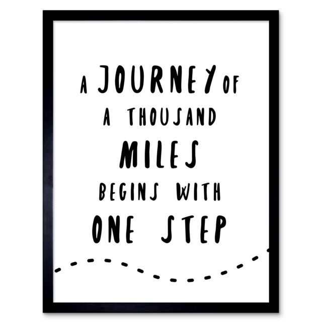 Artery8 Wall Art Print A Journey Of A Thousand Miles Begins w/ One Step Inspirational Positive Motivational Gym Workout Living Room Aesthetic Art - image 1