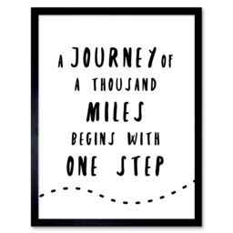 Artery8 Wall Art Print A Journey Of A Thousand Miles Begins w/ One Step Inspirational Positive Motivational Gym Workout Living Room Aesthetic Art - thumbnail 1