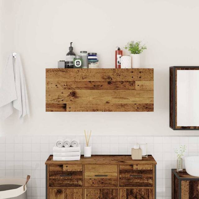 Berkfield Home Decorative Bathroom Wall Cabinet Old Wood 100x25x40 cm Engineered Wood in Brown - Size: 100 x 25 x 40 cm - image 1
