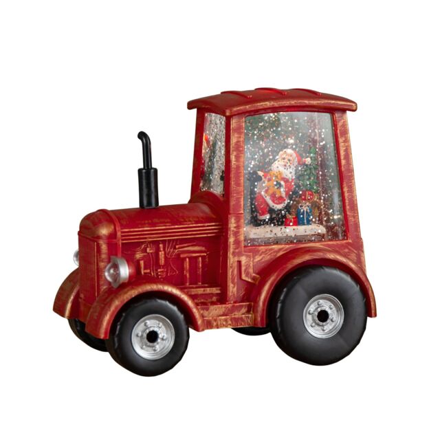 Samuel Alexander 15cm Light up Christmas Tractor Water Spinner with Santa & LEDs in Red - image 1