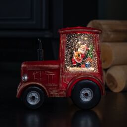 Samuel Alexander 15cm Light up Christmas Tractor Water Spinner with Santa & LEDs in Red - thumbnail 6