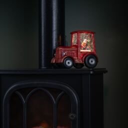 Samuel Alexander 15cm Light up Christmas Tractor Water Spinner with Santa & LEDs in Red - thumbnail 3