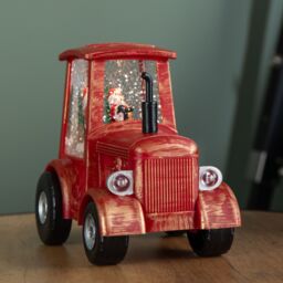 Samuel Alexander 15cm Light up Christmas Tractor Water Spinner with Santa & LEDs in Red - thumbnail 4
