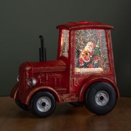 Samuel Alexander 15cm Light up Christmas Tractor Water Spinner with Santa & LEDs in Red - thumbnail 2