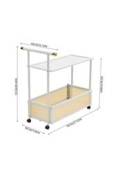 Living and Home 2-Tier Rolling Bamboo Side Table with Side Handle in White - thumbnail 9